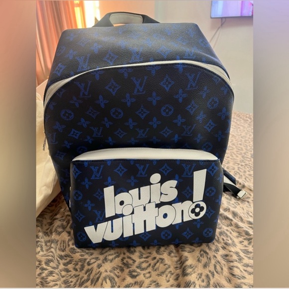 AUTHENTIC LOUIS VUITTON Blue Monogram Backpack - Picture 2 of 6